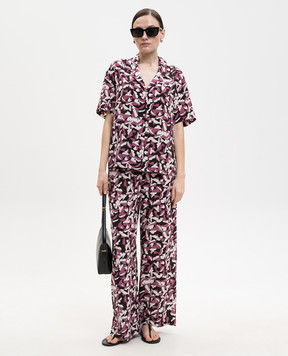 Asceno Pink printed silk pants B050F58C505