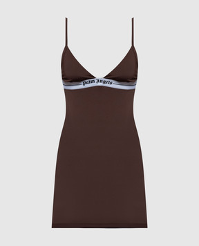 Palm Angels Brown nightgown with logo pattern PLA1UWPC01SI