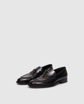 Pantanetti Black leather glossy loafers 18602B