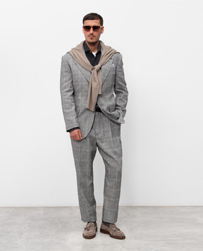Brunello Cucinelli Windsor check linen suit MB4279CFN2