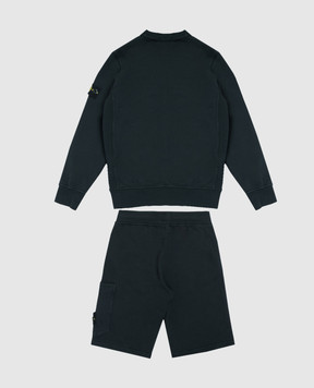 Stone Island Children's black sweatshirt and shorts suit L1S166300001S00401012