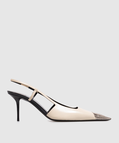 JEANNE ivory leather slingbacks