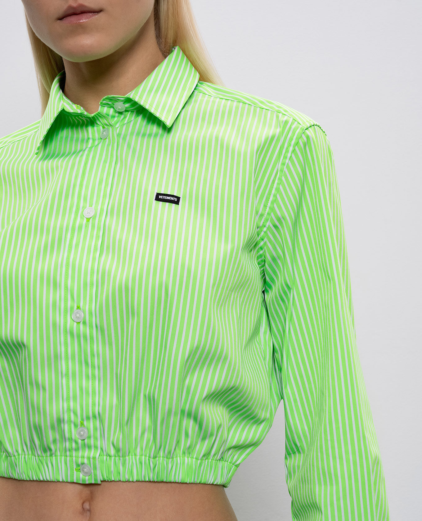 Green striped cropped shirt Vetements 5