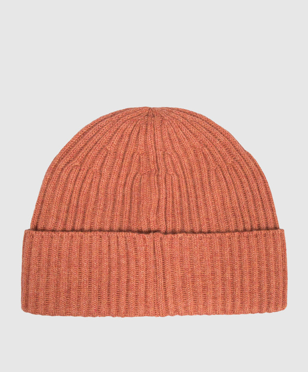 Brunello Cucinelli - Orange ribbed cashmere hat M2293900 - shop
