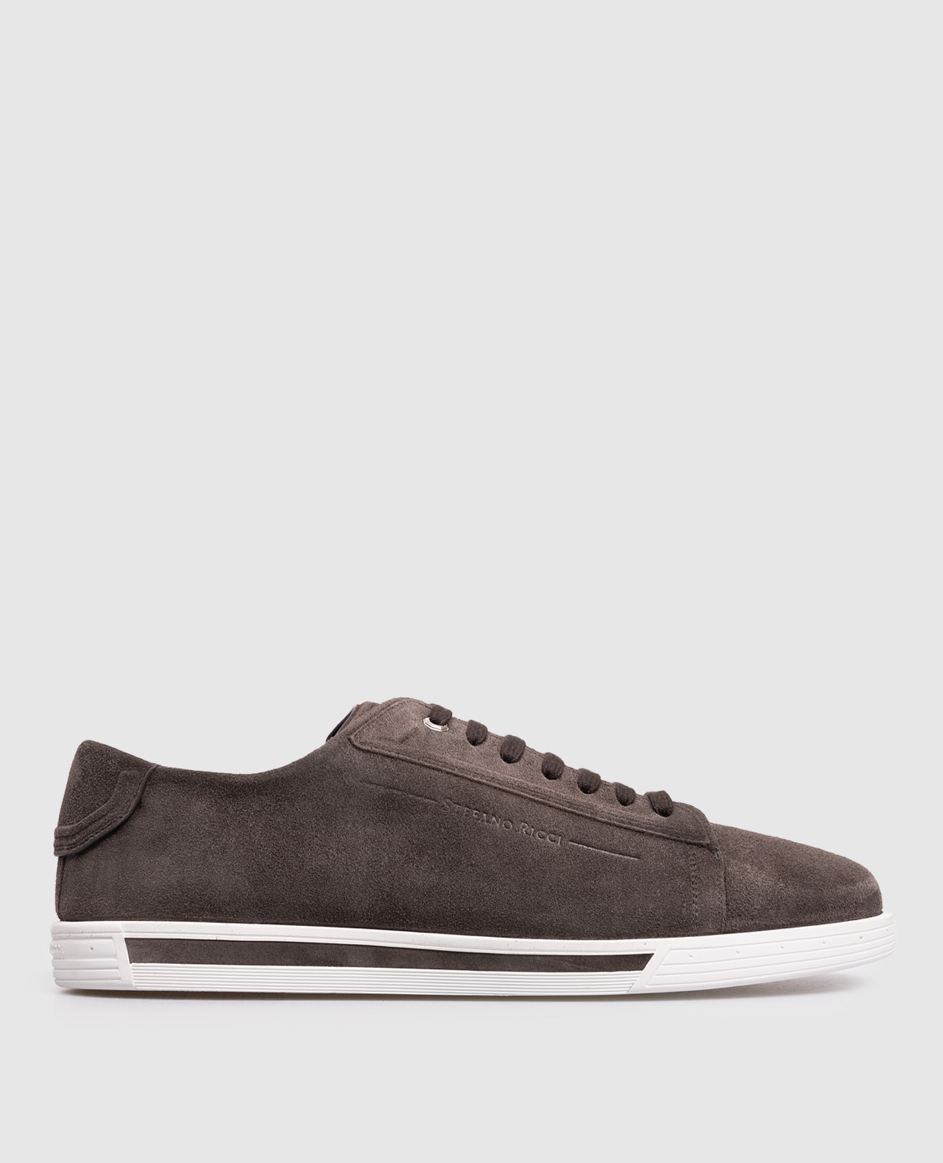 Brown suede sneakers with monogram logo