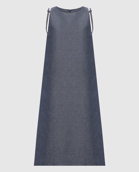Peserico Blue midi dress with monil chain S0224602688