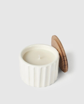 Brunello Cucinelli White scented candle in a ceramic candle holder MLCANDRV1