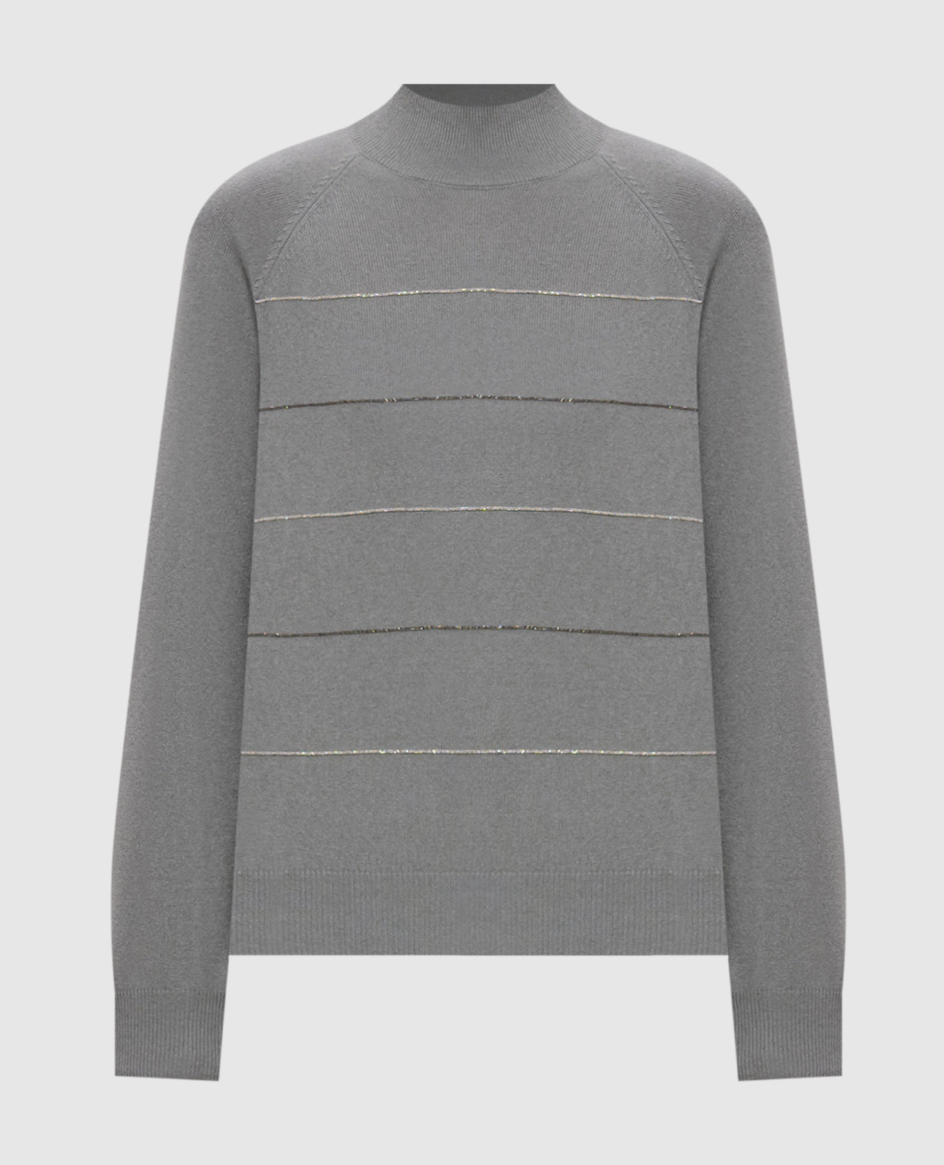 Green wool, silk and cashmere sweater with monil chain