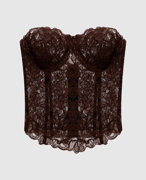 Ermanno Scervino Brown lace corset bustier top D492L305EXQ