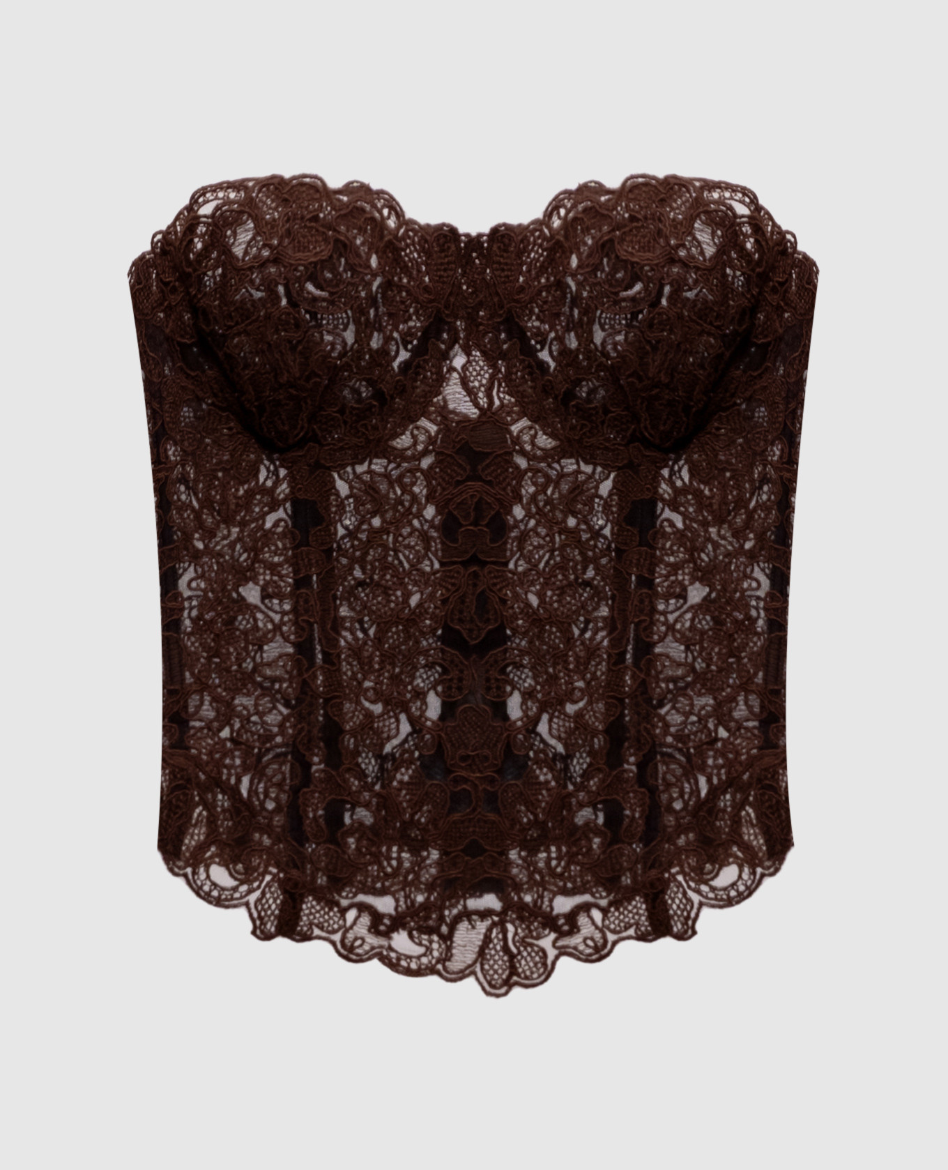 Brown lace corset bustier top