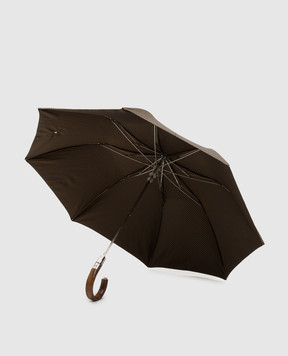 Pasotti Brown Pied de Poule folding umbrella with pattern OMITUO64S526824