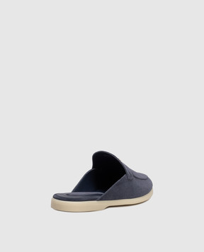 Stefano Ricci Blue suede mules with emblem UC64G2396SDP