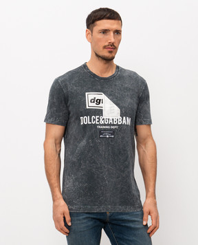 Dolce&Gabbana Grey T-shirt with logo print G8RN8TG7POI