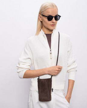 Brunello Cucinelli Brown suede bag with monil chain MWDLD2739P