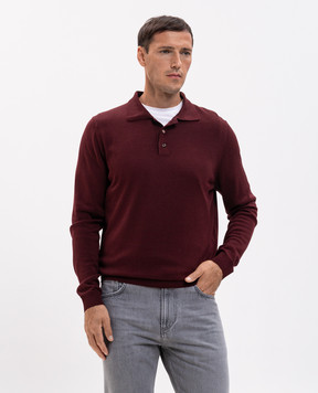ISAIA Burgundy cashmere polo shirt MG8327Y0470