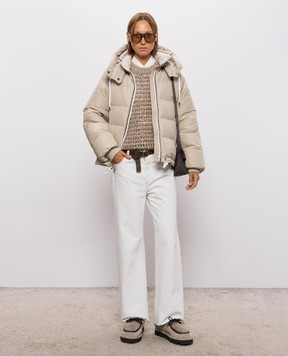 Brunello Cucinelli Beige quilted down jacket with monil chain MH5257216