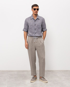 Brunello Cucinelli Grey linen straight-cut shirt MM6840619