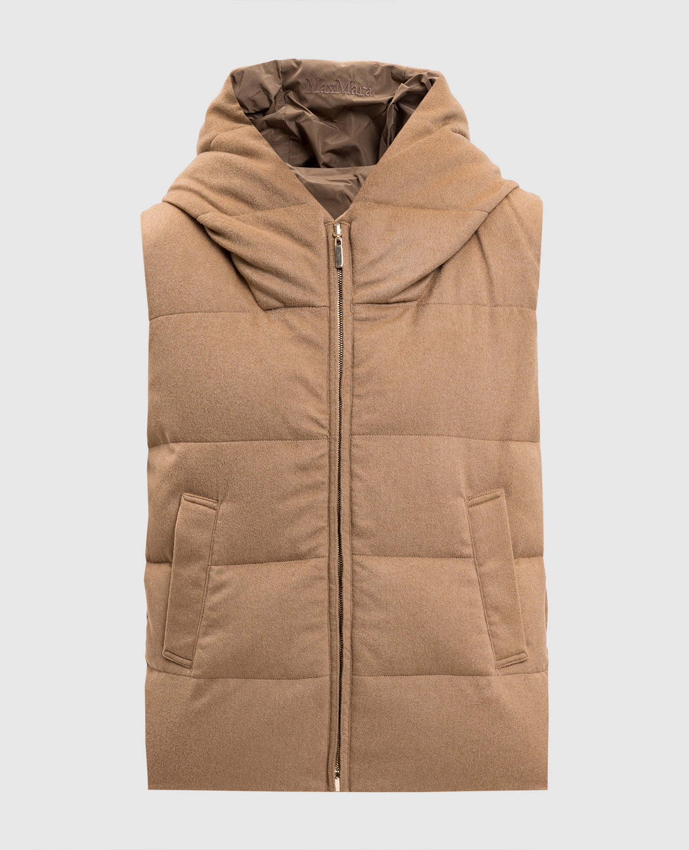

Delfy brown camel wool reversible down vest Max Mara