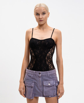 The Attico Black lace bodysuit 260WCY00032PPE001AA