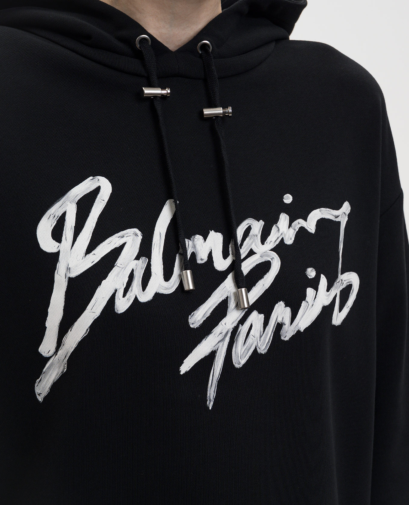 Black hoodie with logo print Balmain 5