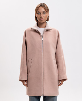 Peserico Pink wool and cashmere zip-up coat A20188B3197