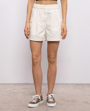 Brunello Cucinelli Ivory denim shorts with linen ML996P5761