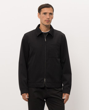 Peserico Black wool jacket with logo patch R5230302445