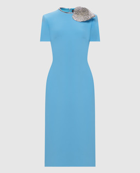 David Koma Blue sheath dress with applique SS26DK40D