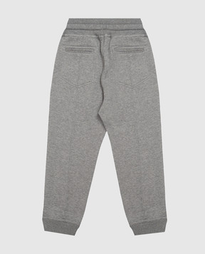 Brunello Cucinelli Kids' grey joggers with embroidered logo BM831E359C