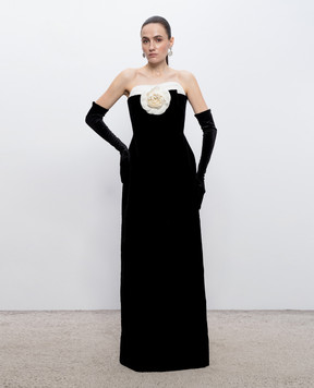 Richard Quinn Black velvet silk dress RQSS269