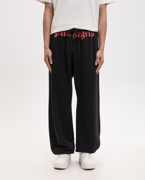 Palm Angels Black joggers with logo print PMCH025S26FLE001