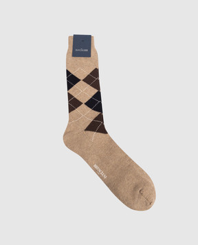 Bresciani Beige socks with geometric pattern MC014IN0014BR