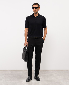 Stefano Ricci Black wool trousers with logo M1T80A0000W0008U
