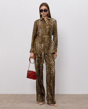 Max Mara TROMANA brown leopard print silk pants MSTROMANA