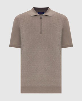 Stefano Ricci Brown wool, cashmere and silk polo shirt W505507P31W26150