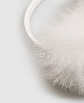 Yves Salomon White fox fur headphones 23WAA124XXRDXX