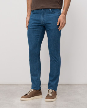 Enrico Mandelli Blue slim jeans with logo patch 0MIAMI5335