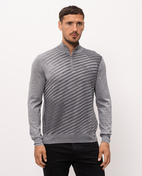 Stefano Ricci Grey striped wool, silk and cashmere jumper KE08023L01E26373