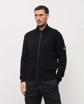Stone Island Black cardigan with logo patch L1S155100126S00D8