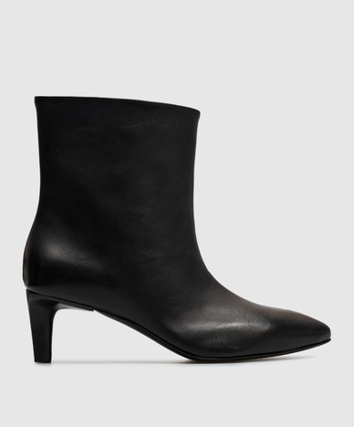 Schwarze Leder-Ankle-Boots SUZY