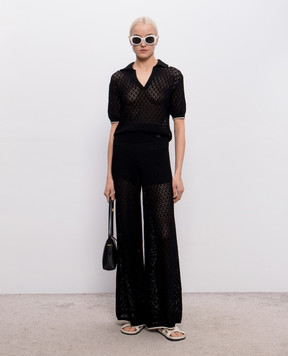Agnona Black openwork flared pants K7110307C080P