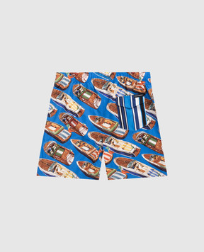 Dolce&Gabbana Children's blue printed swim shorts L4J818ON0D426