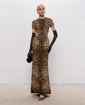 Dolce&Gabbana Brown printed silk maxi dress F618EZFSADD