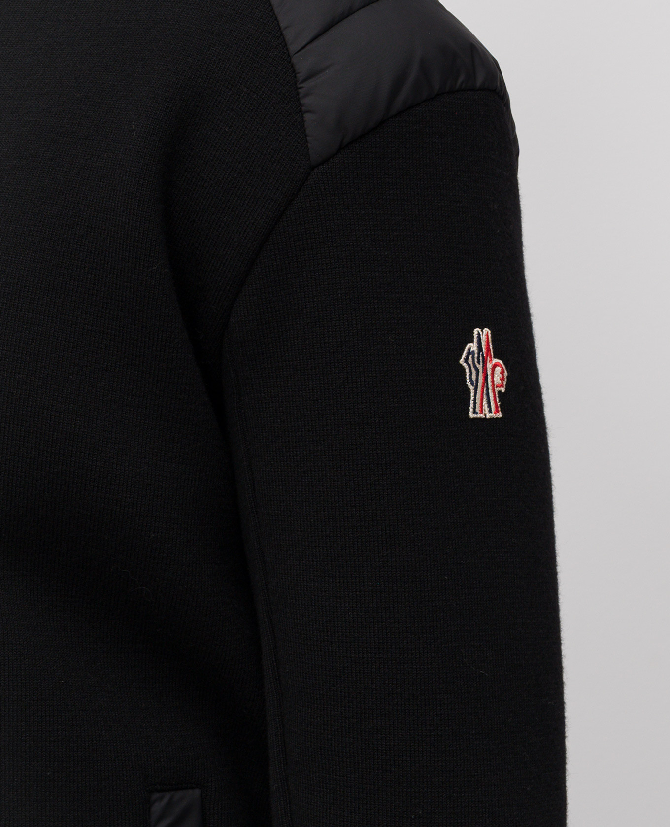 Black wool cardigan with emblem Moncler Grenoble 5