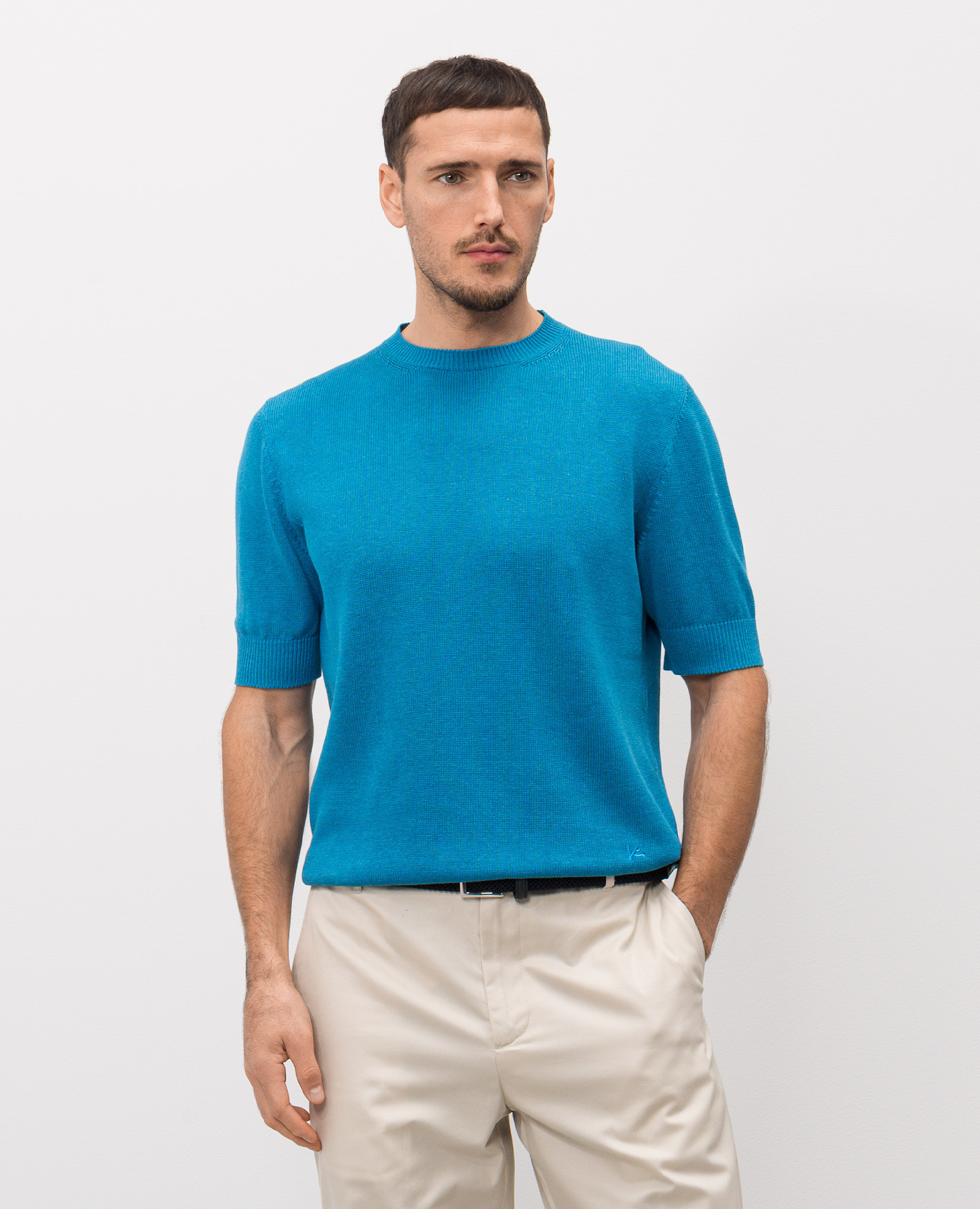 

Blue linen and silk T-shirt ISAIA, Light blue
