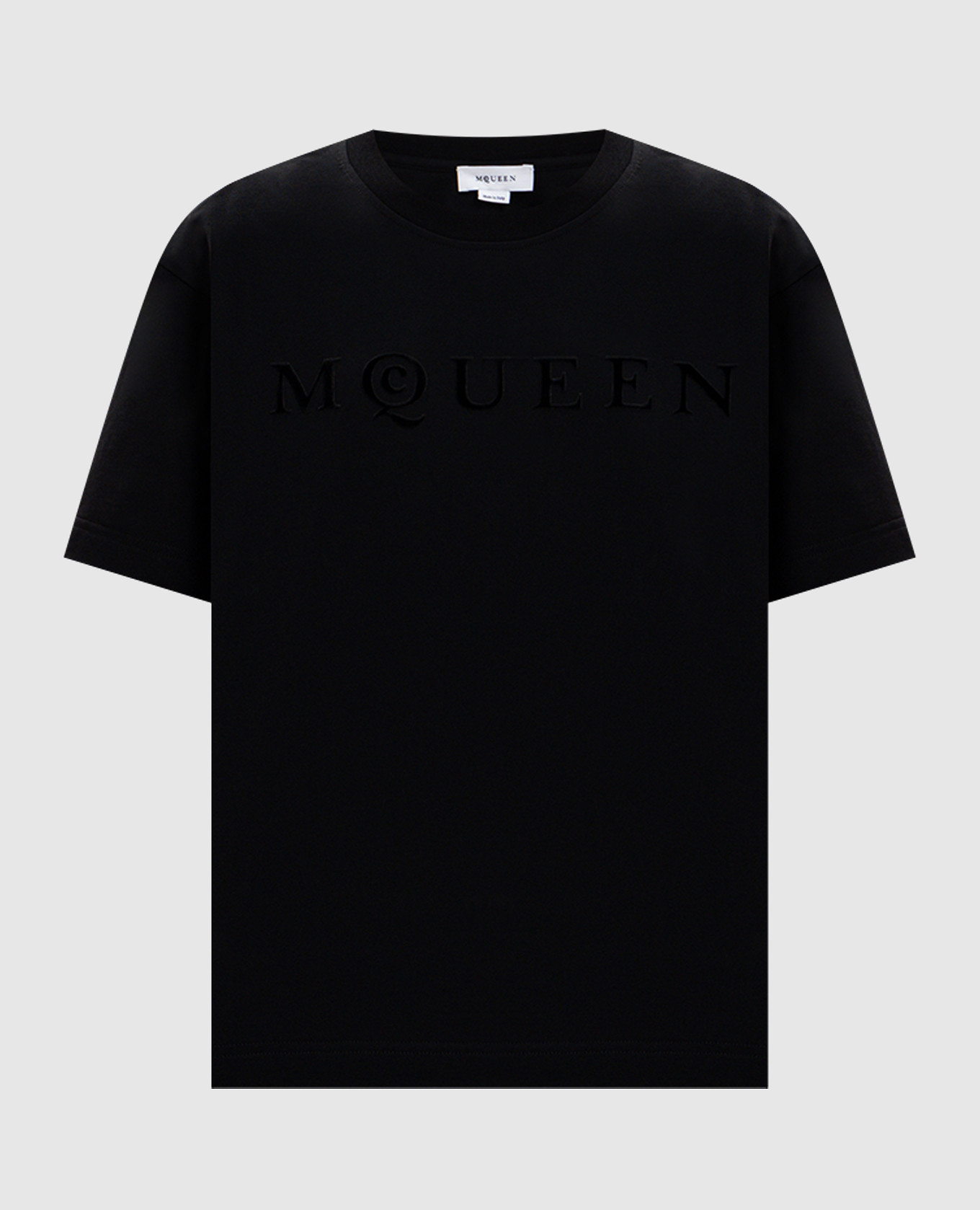 Black T-shirt with textured logo