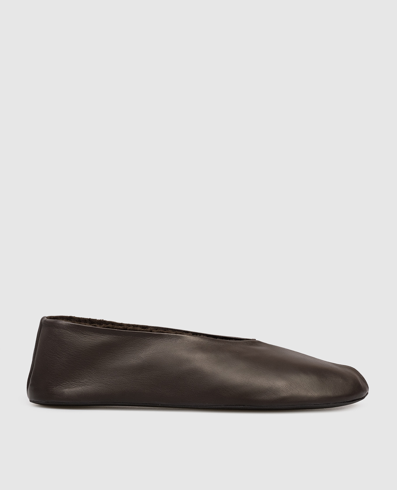 

Brown leather Stella ballet flats with fur The Row