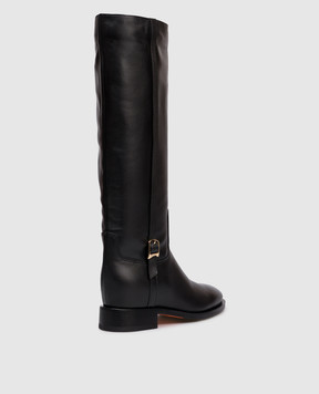 Santoni Black leather boots with strap WSHM71827BJ2HLGA