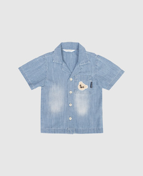 Palm Angels Children's blue shirt with a patch PGDX002S26DEN001