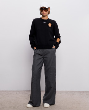 Off-White Black wool jumper with figure-hugging necklines 2FE00527T